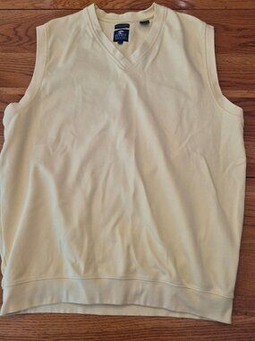Pebble Beach Mens Yellow Sleeveless V-Neck Sweater Vest L 100% Pima Cotton